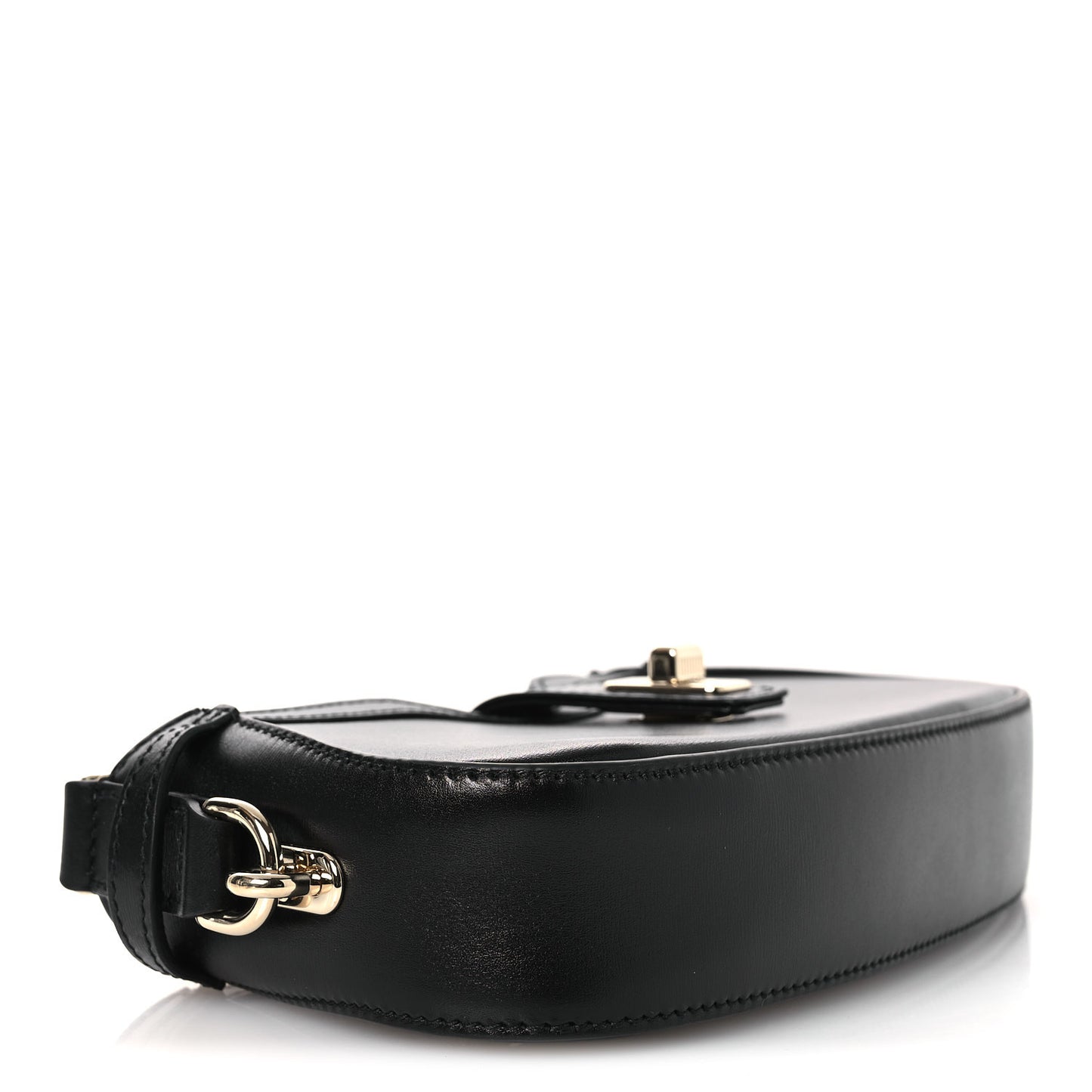Calfskin Mini Moon Side Shoulder Bag Black