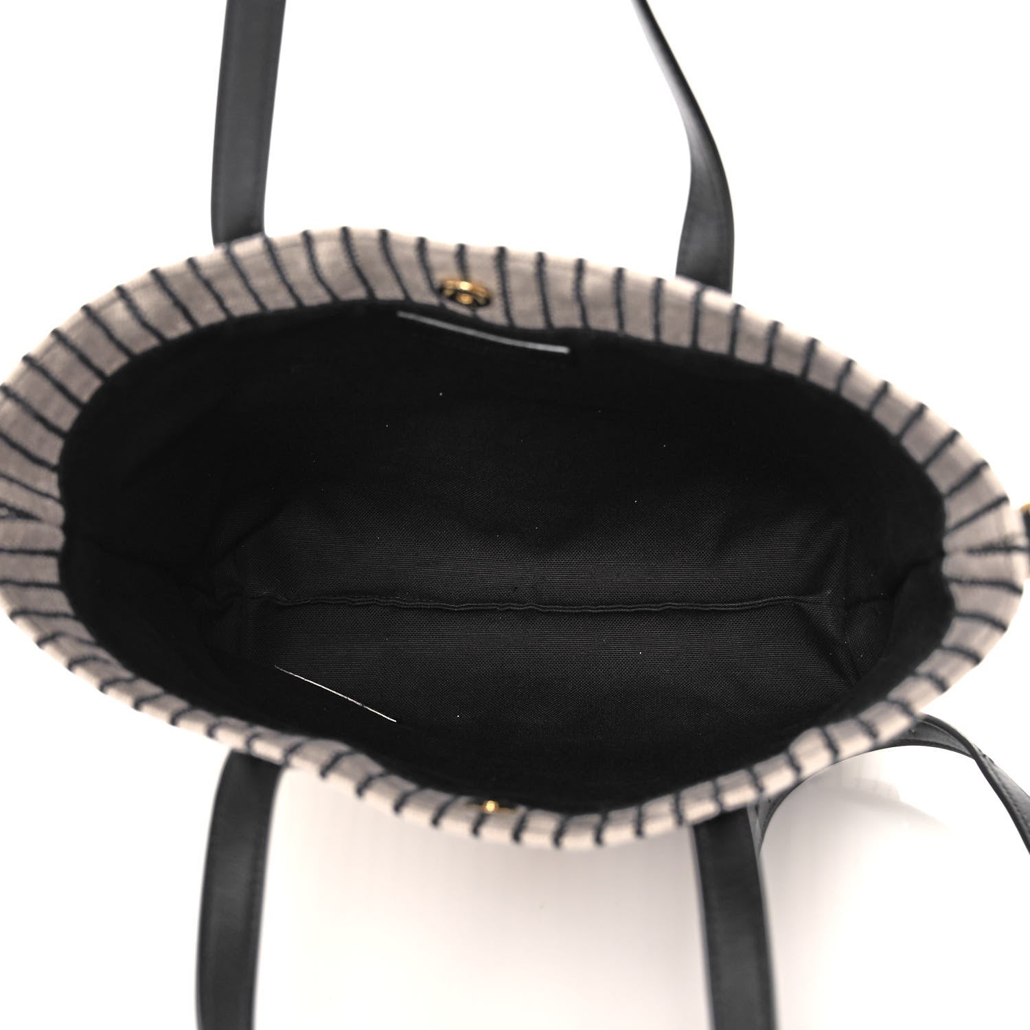 Saint Laurent Canvas Striped Toy Shopping Tote Grey Black 4 of 10