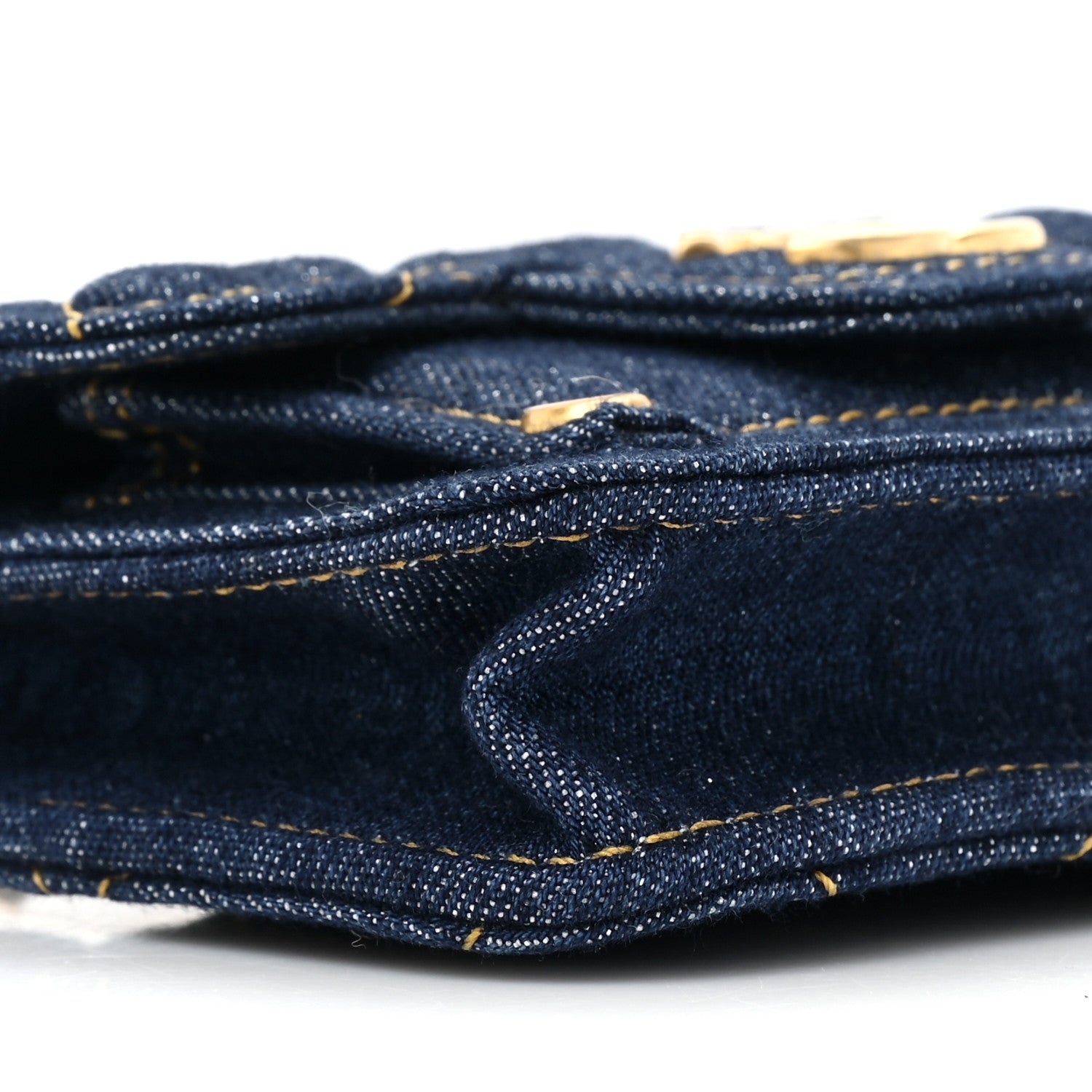 Chanel Denim Quilted Double You Card Holder On Chain Blue 8 of 10