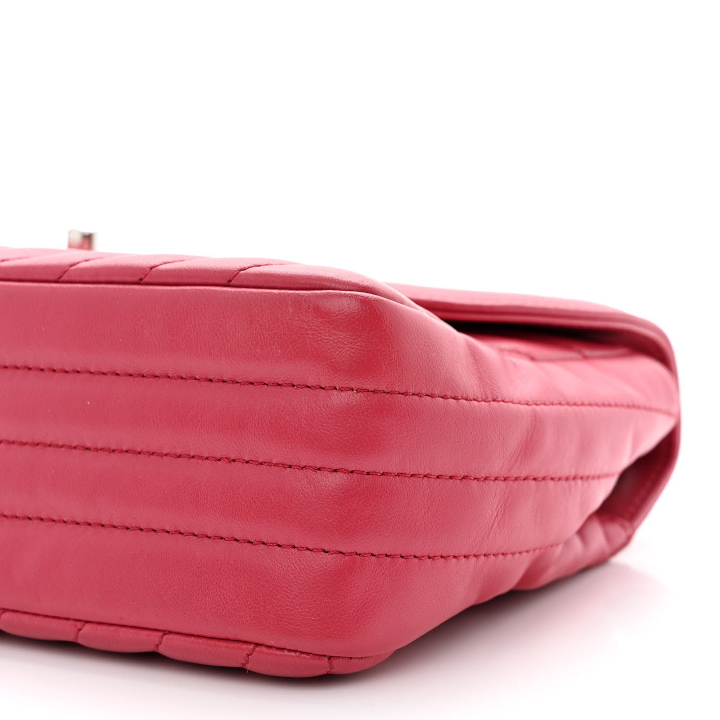 Lambskin Chevron Medium Single Flap Fuchsia