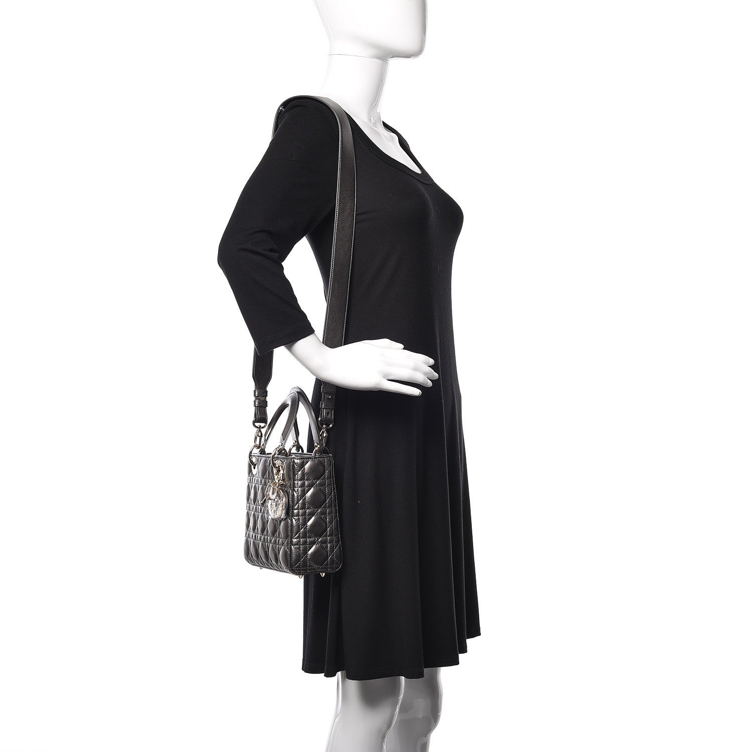 Christian Dior Metallic Grained Calfskin Cannage Small MyABCDior Gunmetal 2 of 13