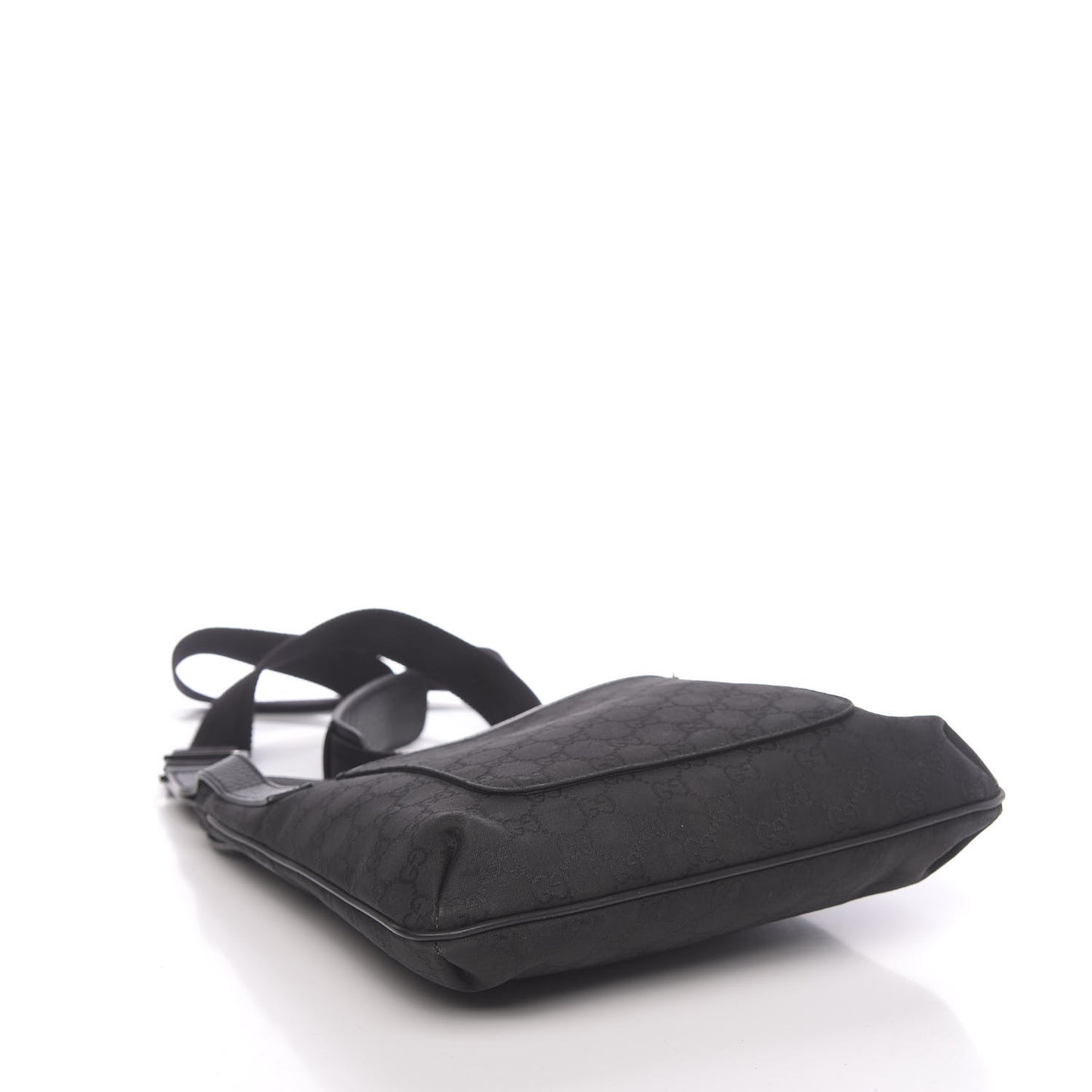 Nylon Monogram Flat Messenger Bag Black