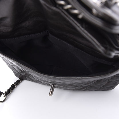 Chanel Metallic Lambskin Quilted Drawstring Backpack Black 6 of 13