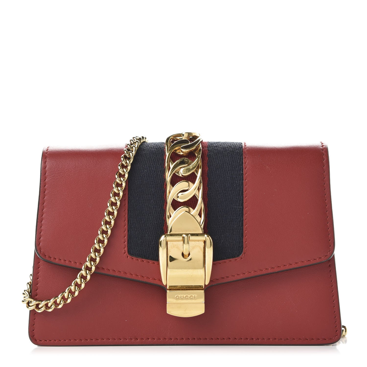 Gucci Calfskin Super Mini Sylvie Chain Shoulder Bag Hibiscus Red 1 of 11