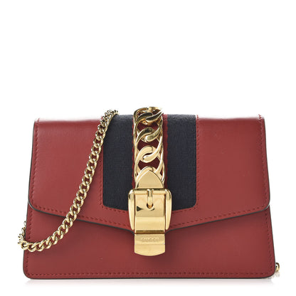 Gucci Calfskin Super Mini Sylvie Chain Shoulder Bag Hibiscus Red 1 of 11