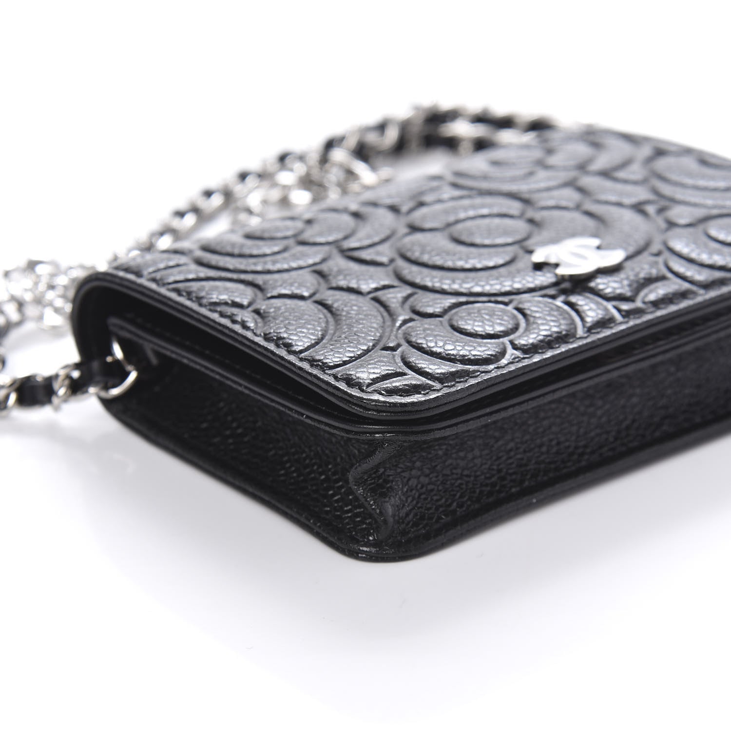Chanel Caviar Camellia Embossed Chain Belt Bag Black 7 of 12