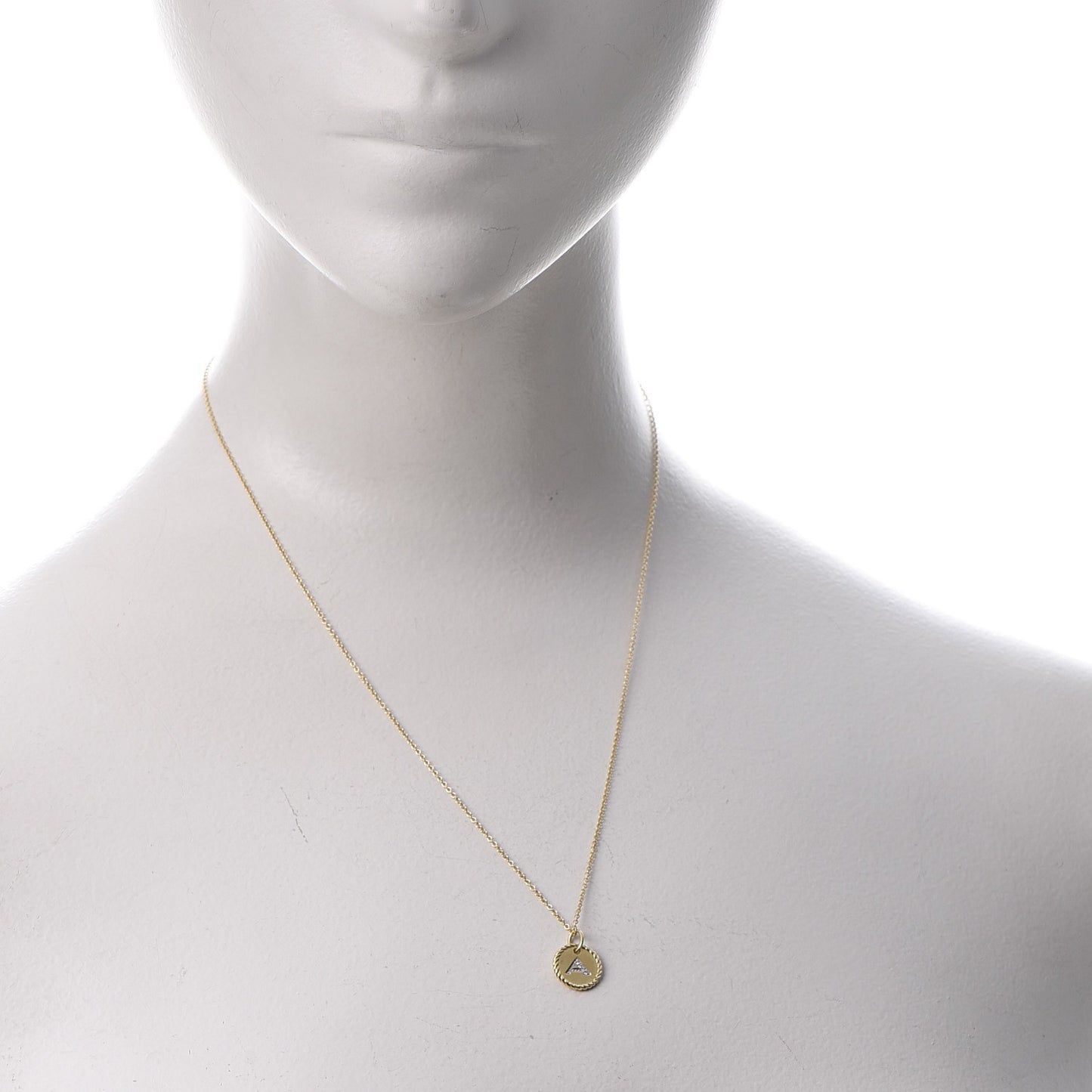 18K Yellow Gold Diamond Initial A Charm Necklace