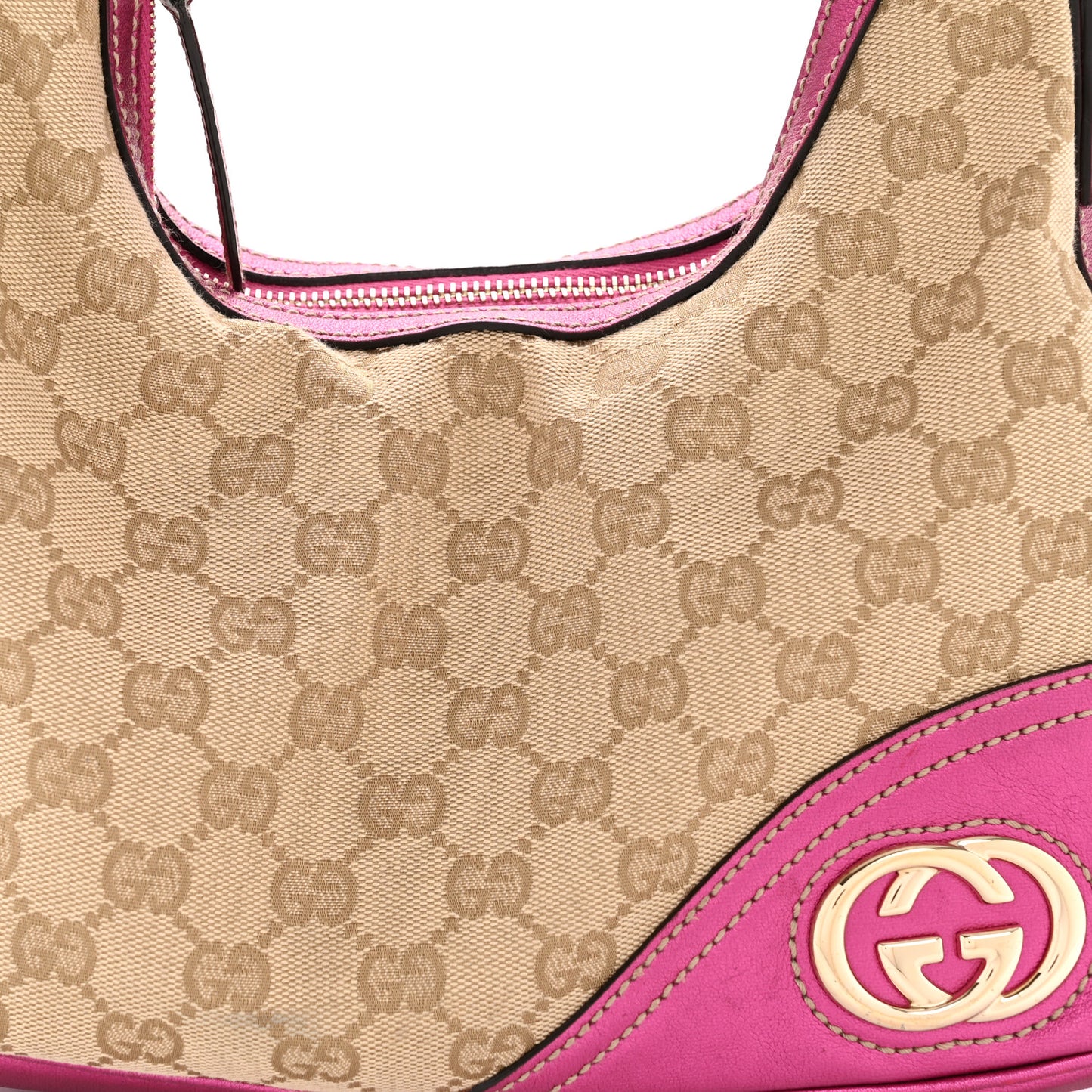 Metallic Calfskin Monogram Small New Britt Hobo Pink