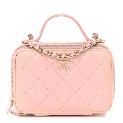 Chanel Glazed Calfskin Quilted Small Top Handle Vanity Case Light Pink 1 of 12