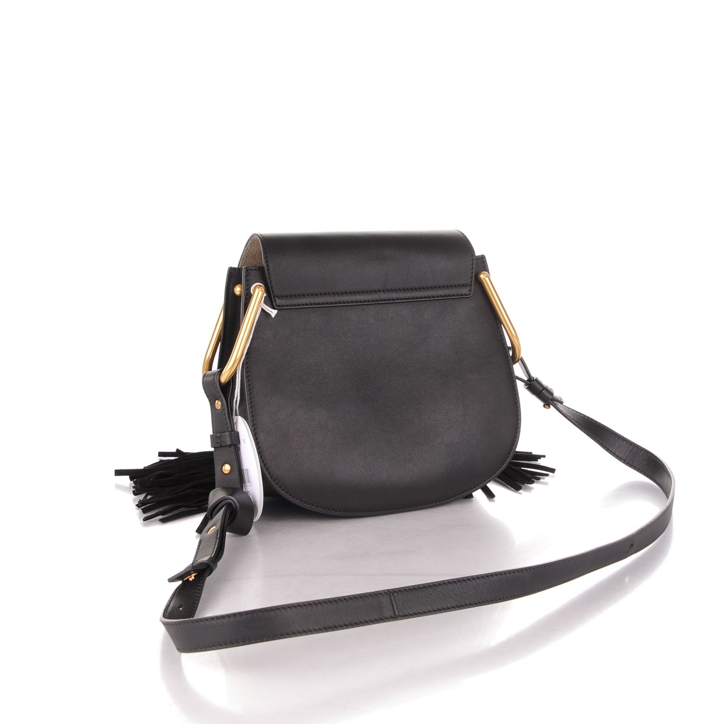 Calfskin Small Hudson Fringe Shoulder Bag Black