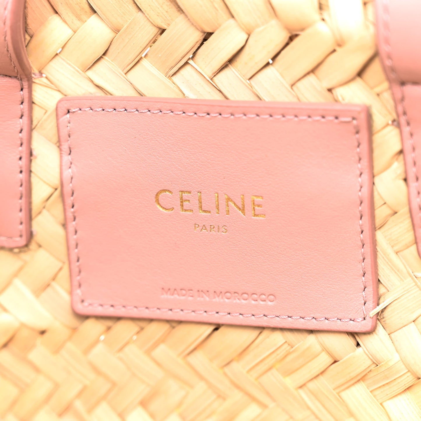 Raffia Calfskin Triomphe Teen Panier Vintage Pink