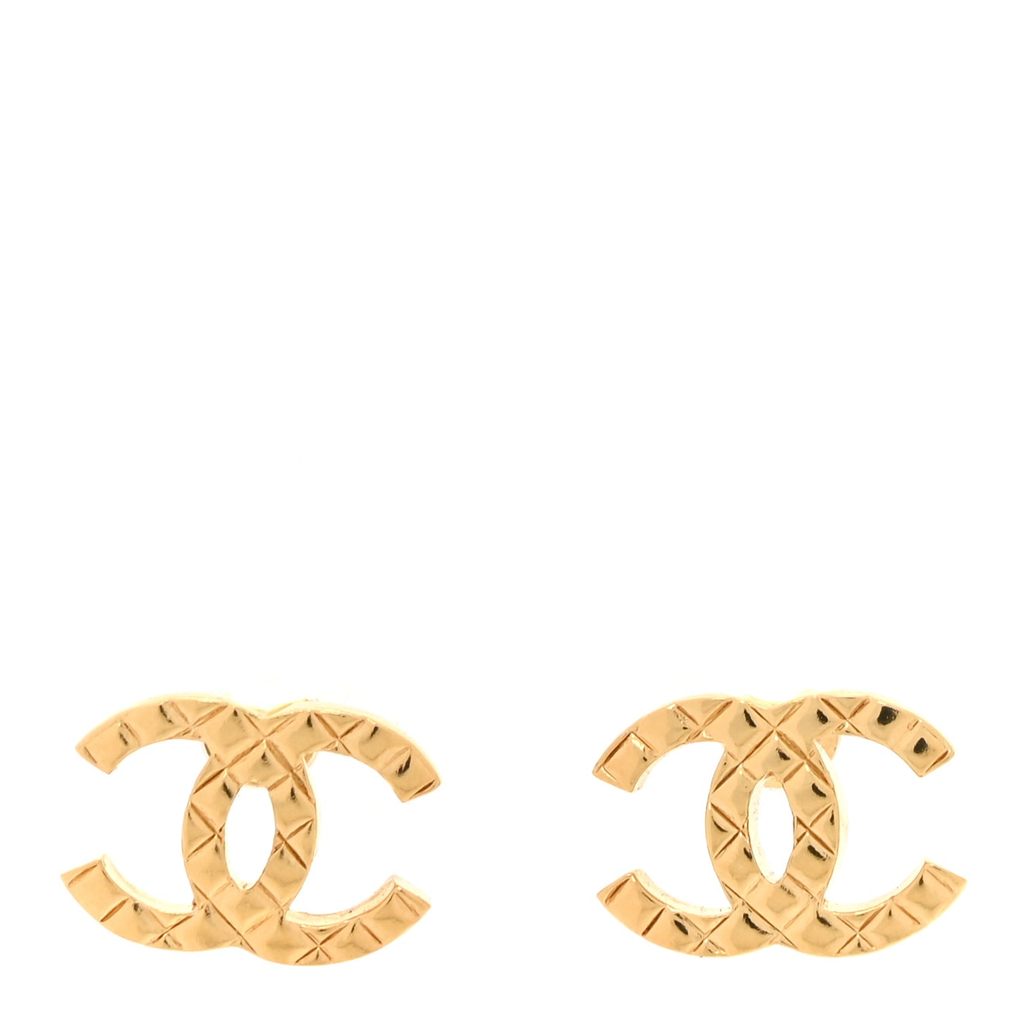 Metal Textured CC Earrings Gold