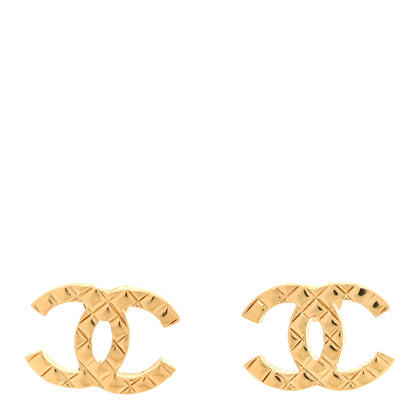 Chanel Metal Textured CC Earrings Gold 1 of 5