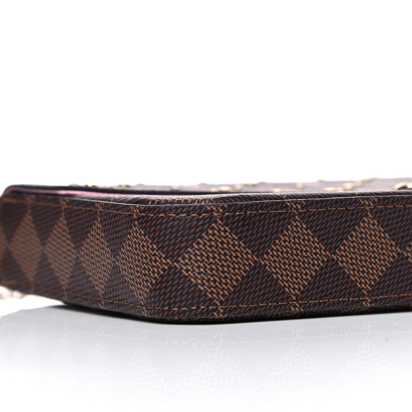 Damier Ebene Studded Pochette Felicie Chain Wallet
