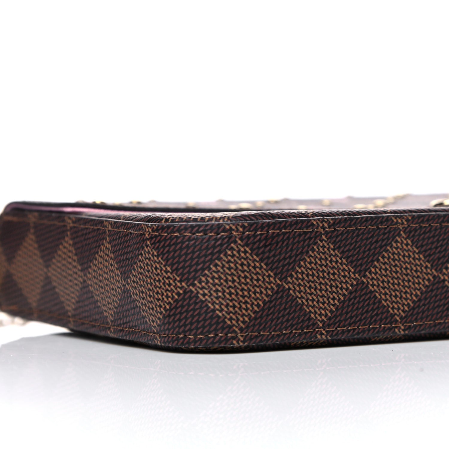 Louis Vuitton Damier Ebene Studded Pochette Felicie Chain Wallet 8 of 9