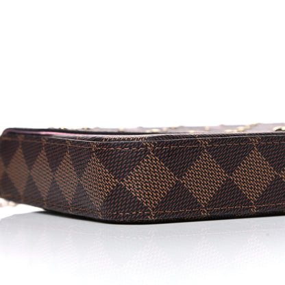 Louis Vuitton Damier Ebene Studded Pochette Felicie Chain Wallet 8 of 9
