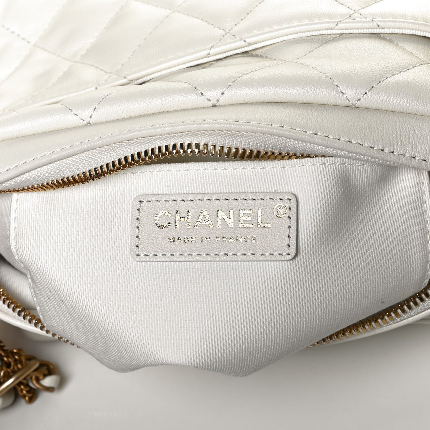 Calfskin Quilted Small Camera Case White