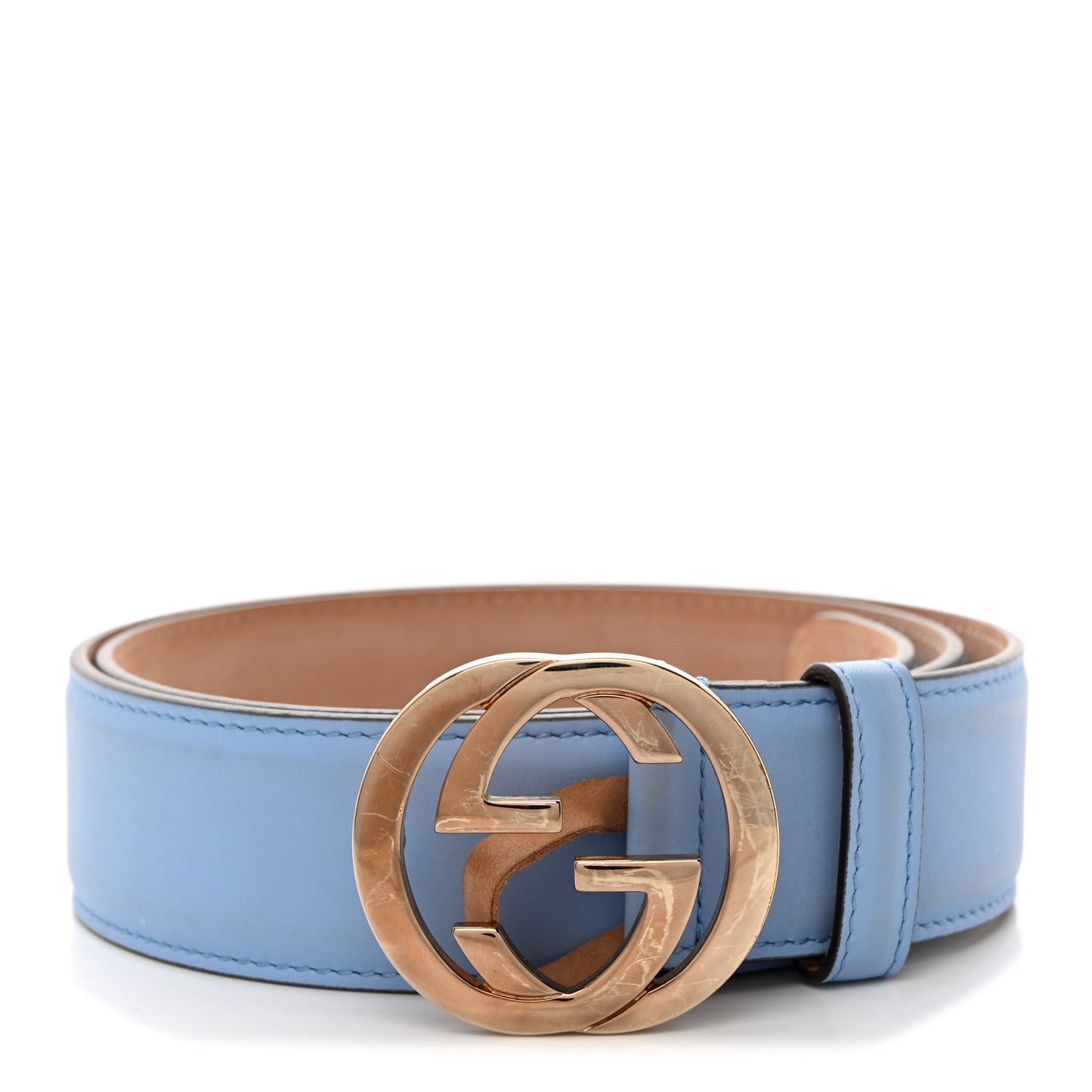 Calfskin Interlocking G 37mm Belt 80 32 Mineral Blue