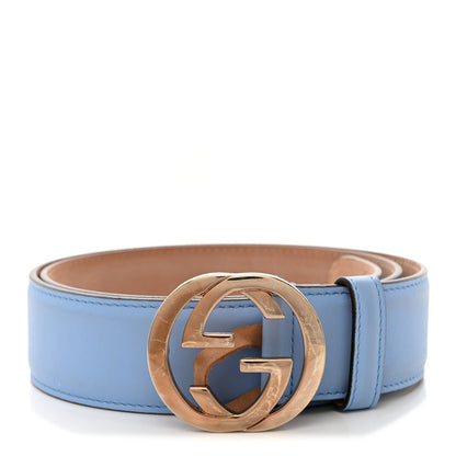 Gucci Calfskin Interlocking G 37mm Belt 80 32 Mineral Blue 1 of 6