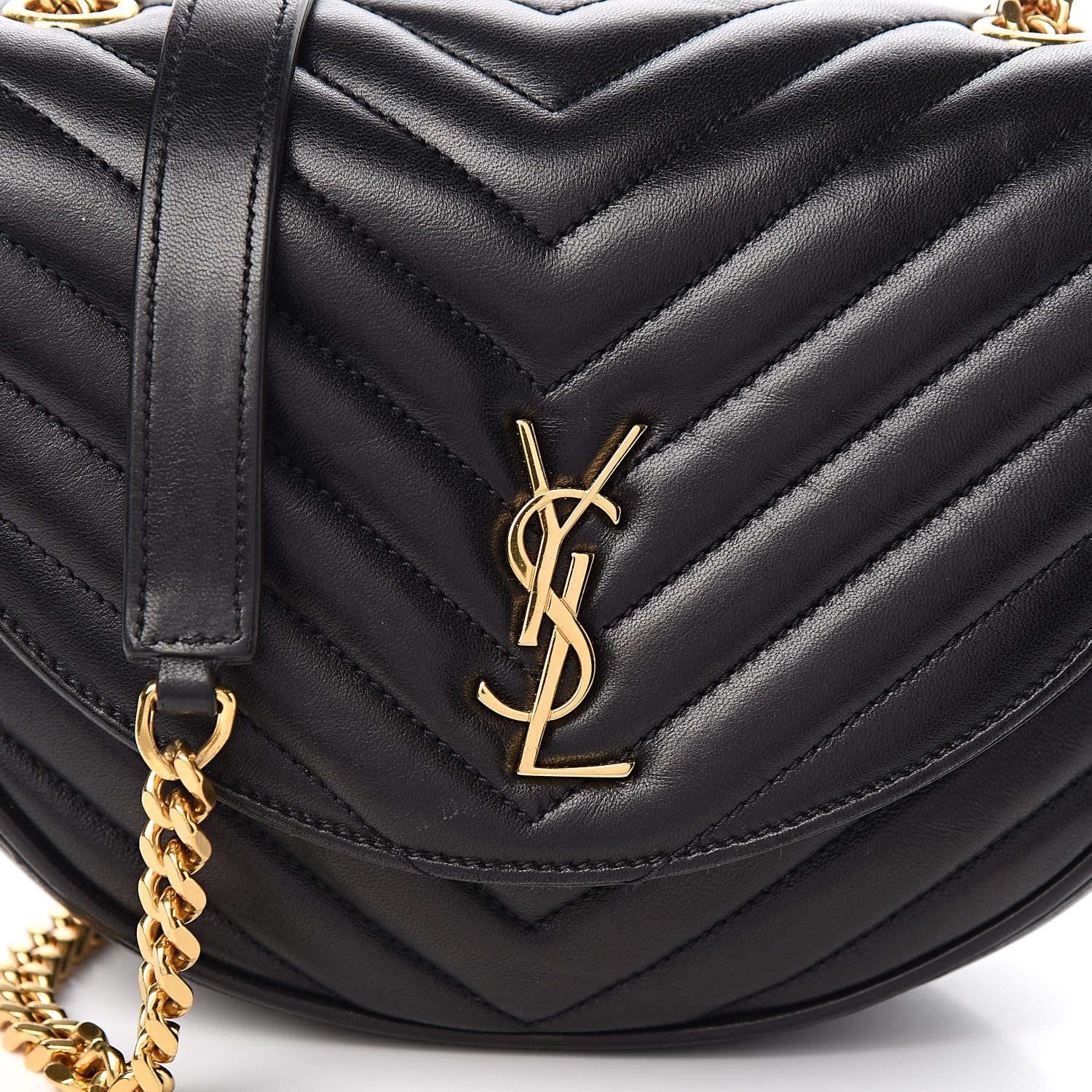 Saint Laurent Lambskin Matelasse Chevron Monogram Bubble Chain Crossbody Black 10 of 10
