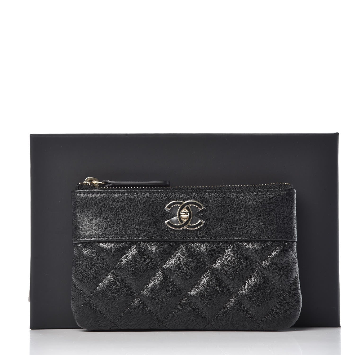 Chanel Sheepskin Quilted Small Vintage Mademoiselle Cosmetic Case Black 16 of 16