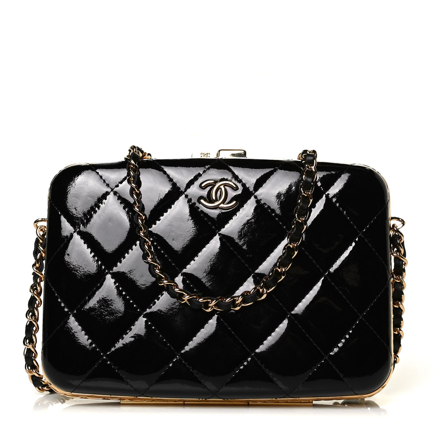 Chanel Glazed Goatskin Quilted Box With Chain Black 1 of 9