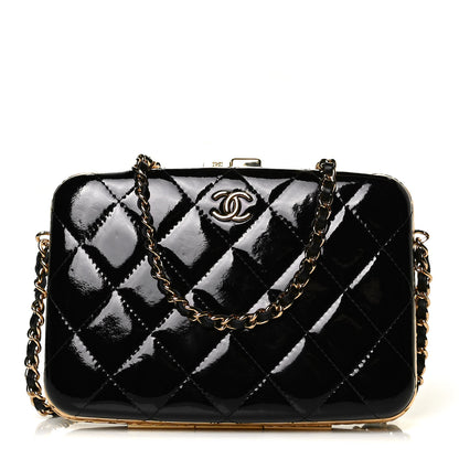 Chanel Glazed Goatskin Quilted Box With Chain Black 1 of 9