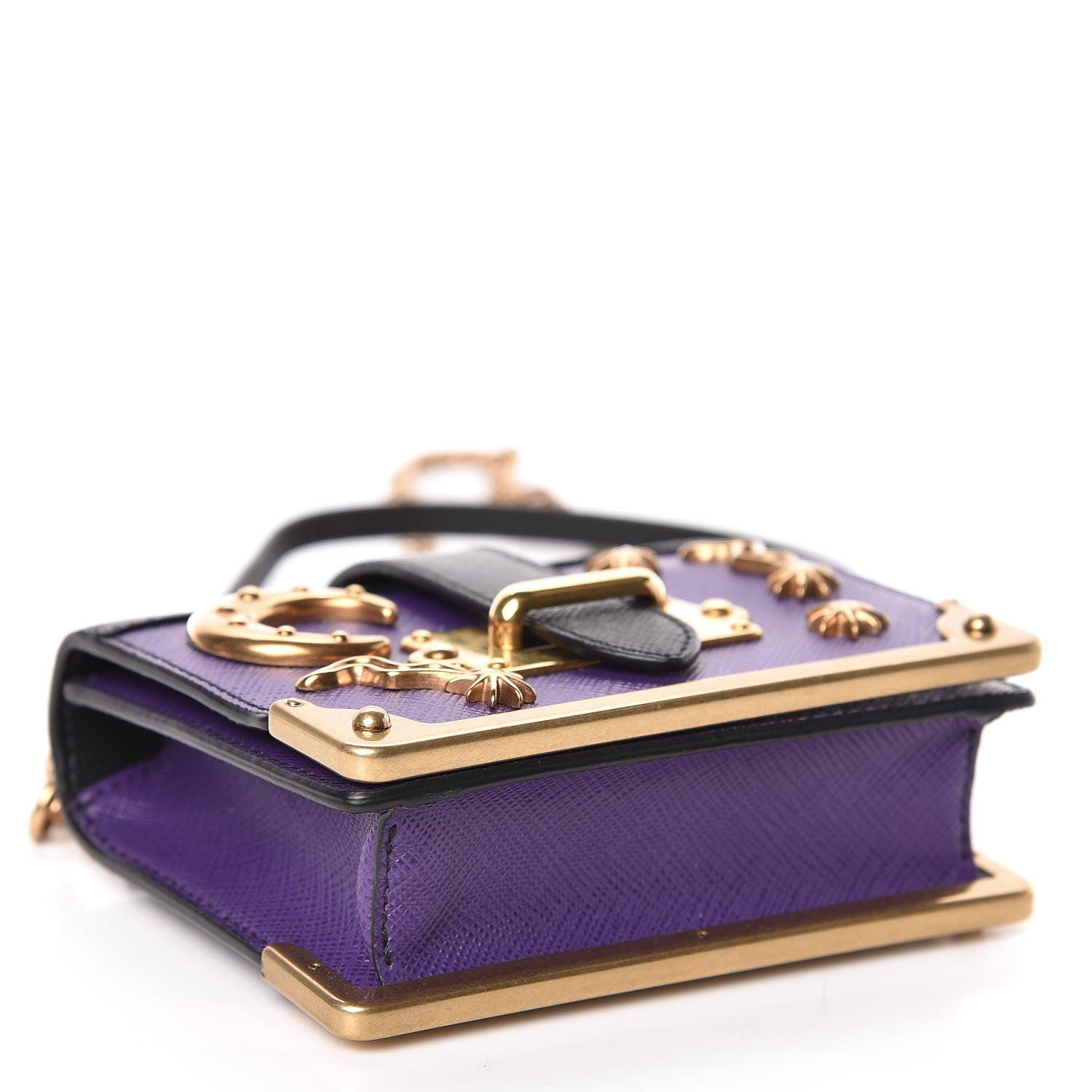 Prada Saffiano Astrology Mini Cahier Bag Viola Black 4 of 10