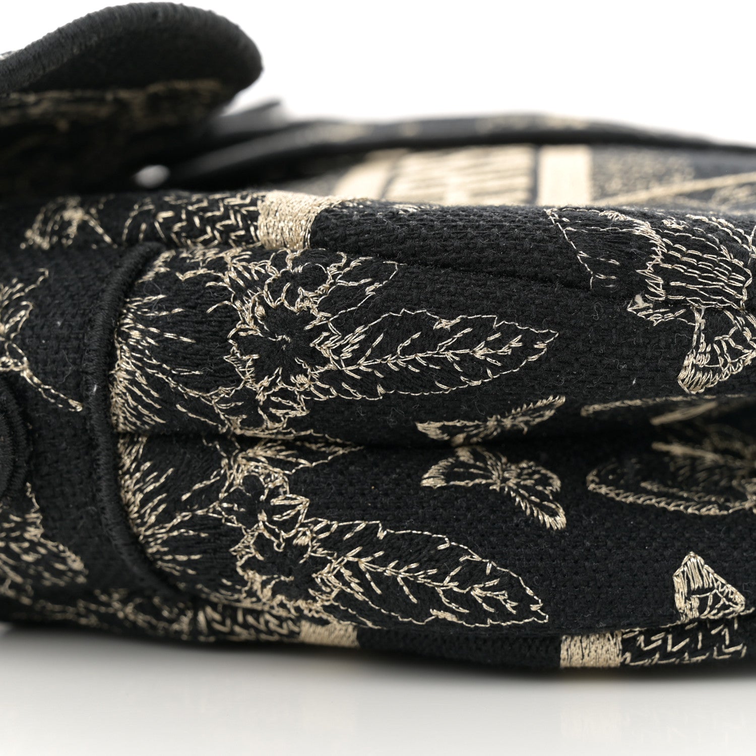 Christian Dior Canvas Embroidered Butterfly Print Saddle Bag Black 9 of 12