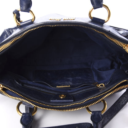 Miu Miu Vitello Shine Top Handle Satchel Bleuette 4 of 9
