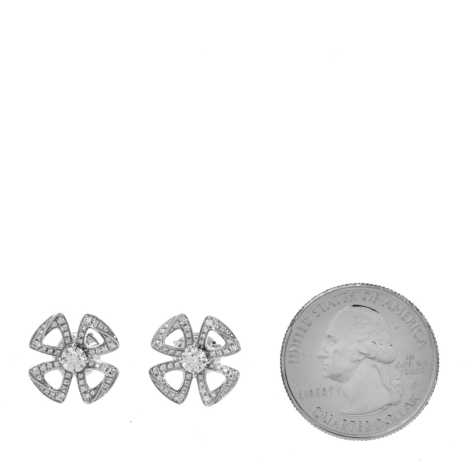 Bulgari 18K White Gold Diamond Fiorever Earrings 2 of 4