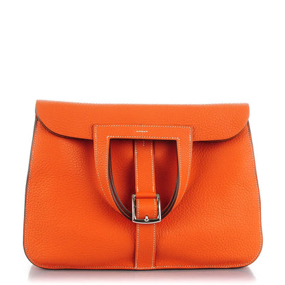Hermes Taurillon Clemence Halzan 31 GM Orange 5 of 10
