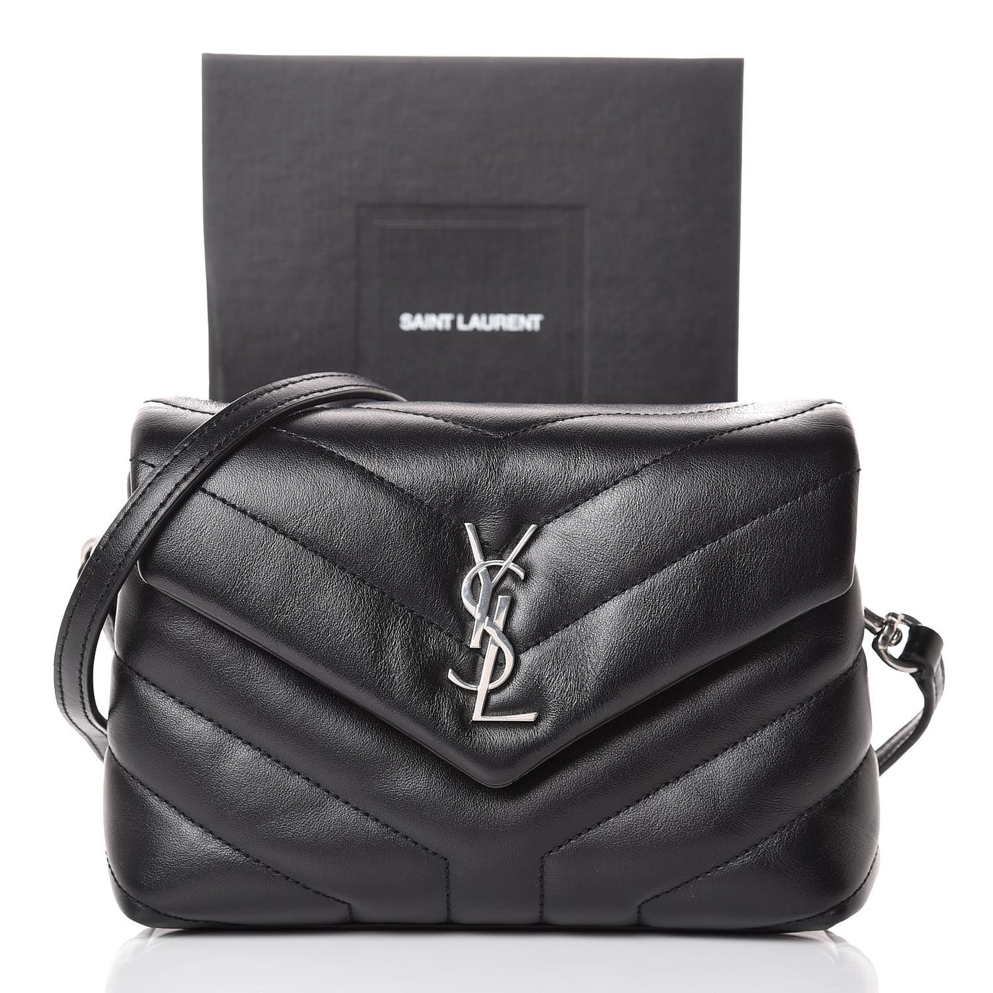 Calfskin Y Quilted Monogram Toy Loulou Crossbody Bag Black