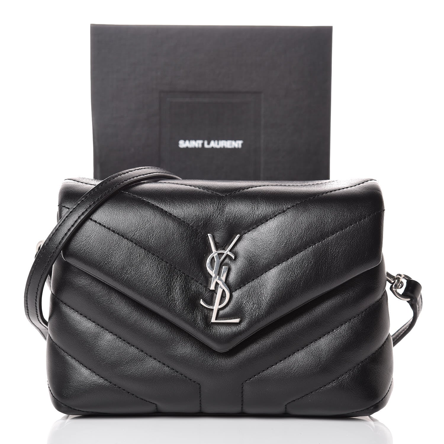 Saint Laurent Calfskin Y Quilted Monogram Toy Loulou Crossbody Bag Black 10 of 10
