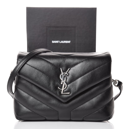 Saint Laurent Calfskin Y Quilted Monogram Toy Loulou Crossbody Bag Black 10 of 10