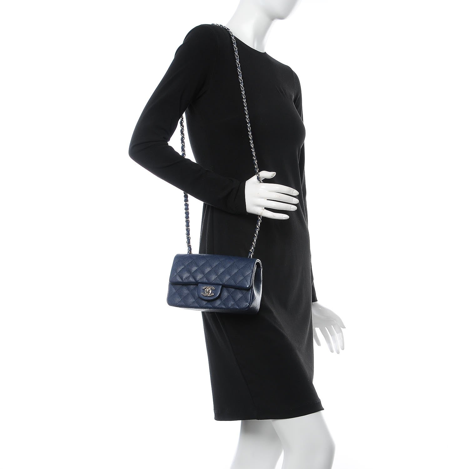 Chanel Caviar Quilted Mini Rectangular Flap Navy 2 of 8