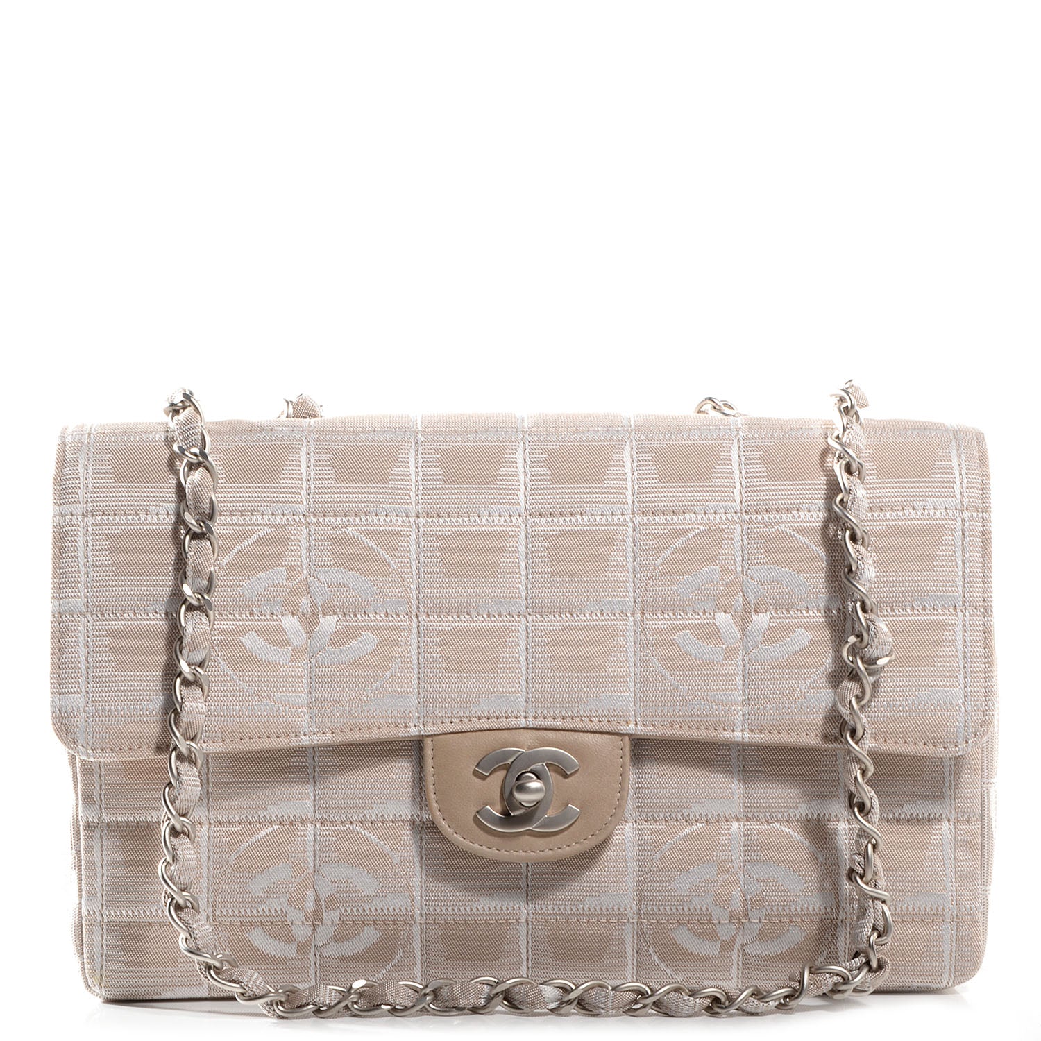 Chanel Nylon Travel Medium Flap Light Beige 1 of 8
