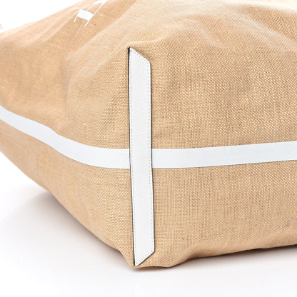 Burberry Raffia Logo Print The Giant Reversible Tote Bag Chalk White 6 of 10