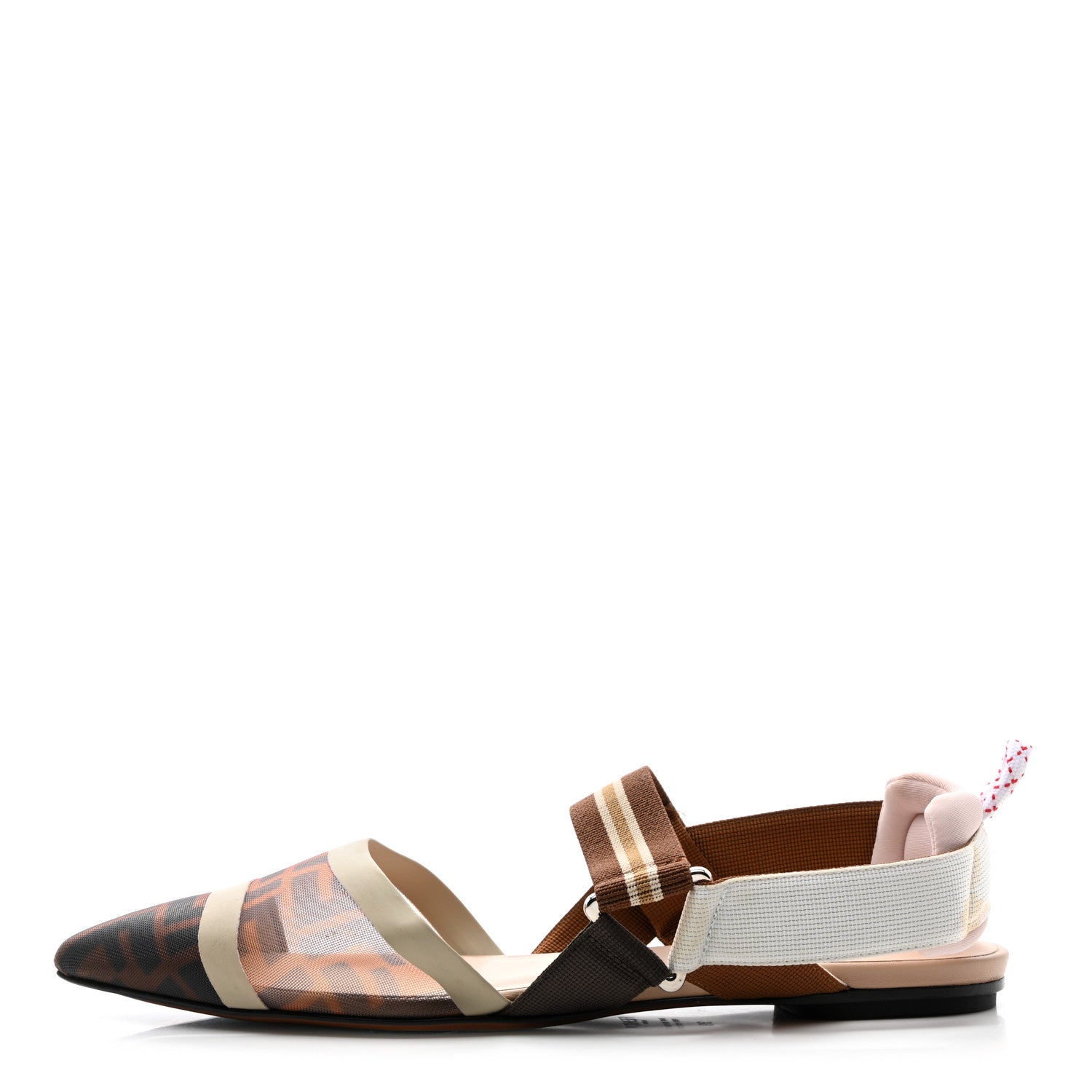 Fendi Technical Mesh FF Colibri Slingback Ballerina Flats 39 Tobacco Moro Camelia Beige Caramello 1 of 8
