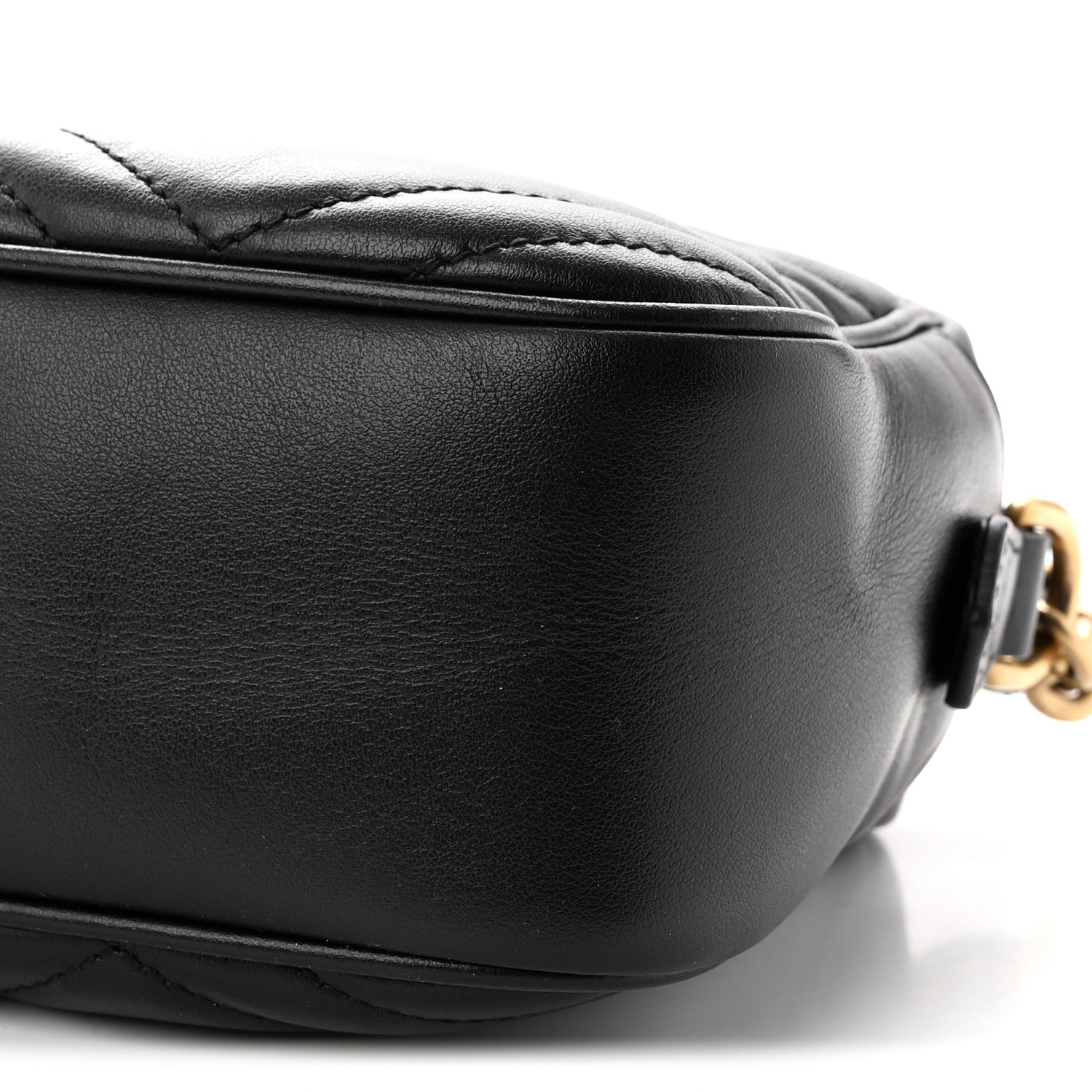 Gucci Calfskin Matelasse Small GG Marmont Chain Shoulder Bag Black Black 9 of 9