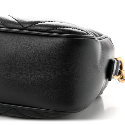 Gucci Calfskin Matelasse Small GG Marmont Chain Shoulder Bag Black Black 9 of 9