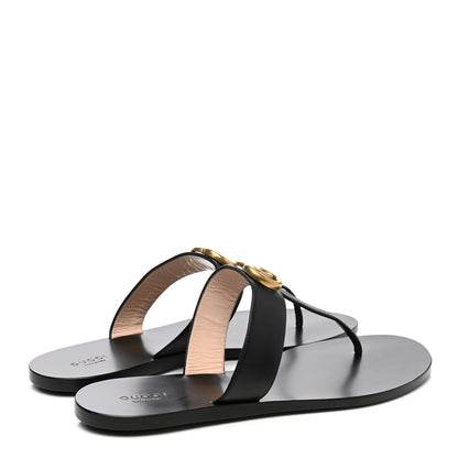 Gucci Calfskin GG Marmont Thong Sandals 42 Black 4 of 7