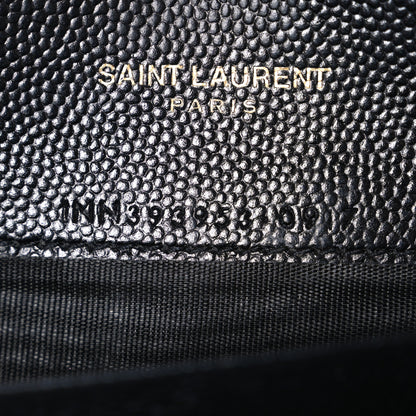 Saint Laurent Grain De Poudre Matelasse Chevron Monogram Envelope Chain Wallet Black 7 of 11