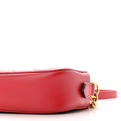 Gucci Calfskin Matelasse Mini GG Marmont Chain Shoulder Bag Hibiscus Red 10 of 10