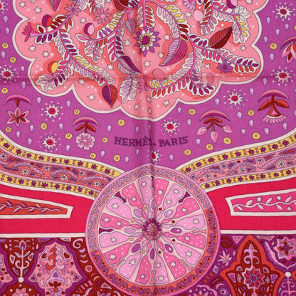 Hermes Cashmere Silk Aux Portes Du Palais Shawl 140 Framboise Rose Mauve 3 of 6