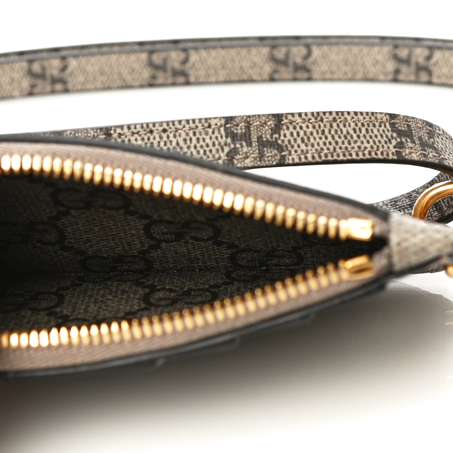 X BALENCIAGA GG Supreme Monogram Logo Card Case With Strap Beige Ebony