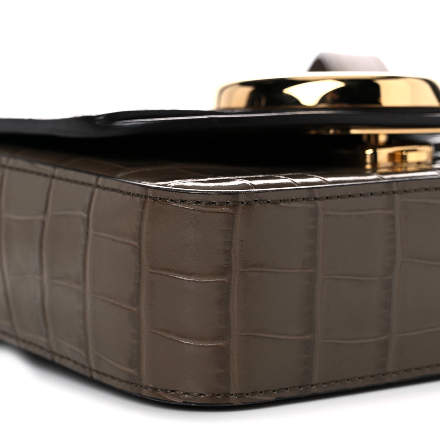 Chloe Calfskin Crocodile Embossed Mini C Bag Army Green 8 of 13