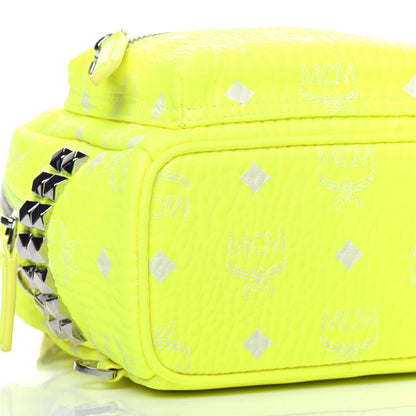 MCM Visetos Side Stud X-Mini Stark Bebe Boo Backpack Neon Yellow 9 of 11