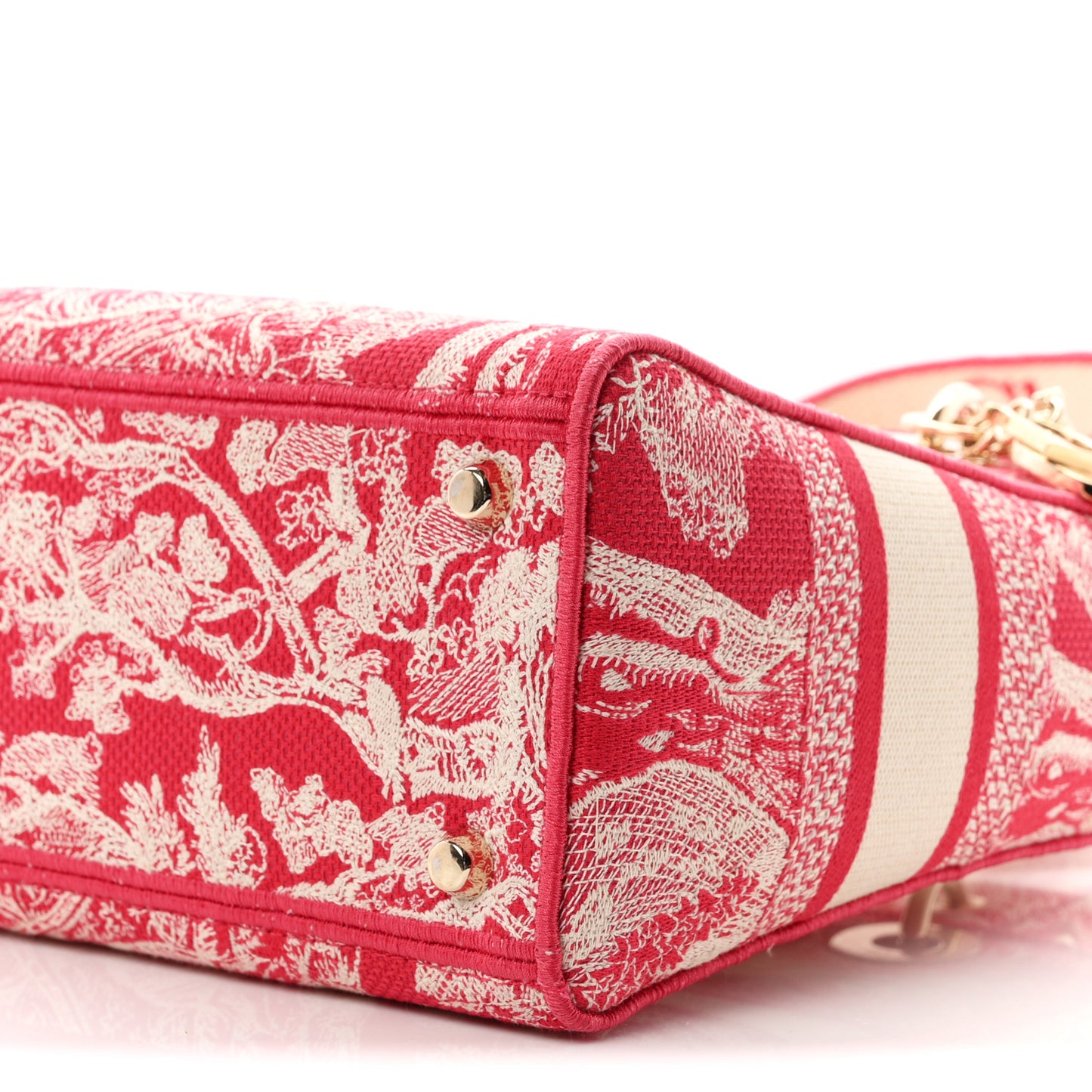 Canvas Toile De Jouy Reverse Embroidered Medium Lady D-Lite Red