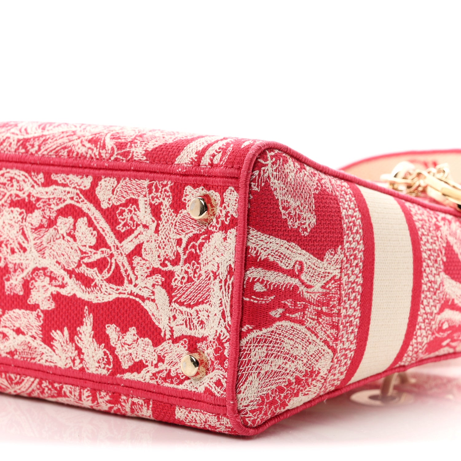 Christian Dior Canvas Toile De Jouy Reverse Embroidered Medium Lady D-Lite Red 10 of 11